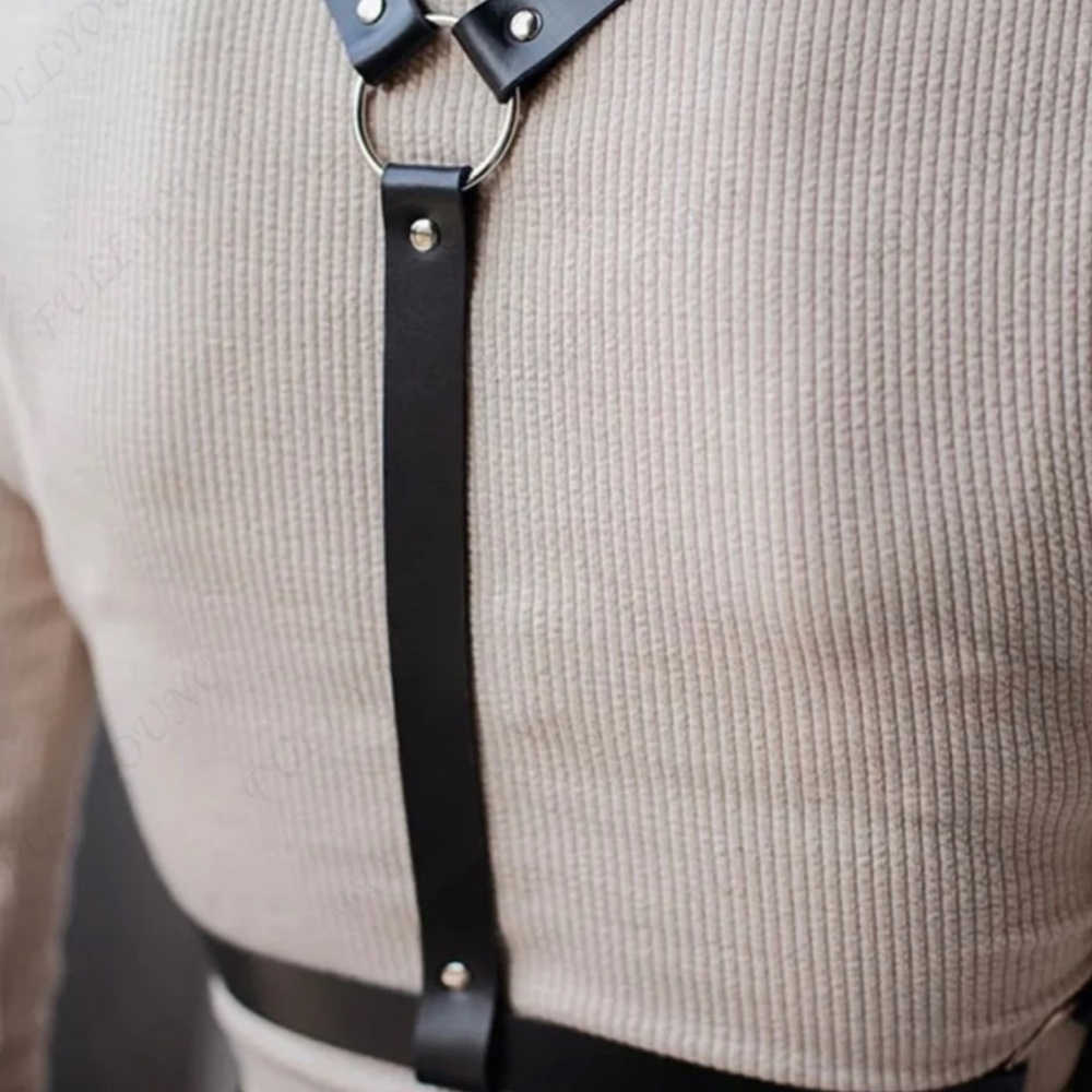 Fashion Black Leather Harness Belt - Picture 5 of 9